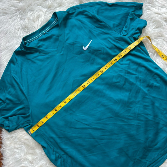 Nike Mens Activewear Short Sleeve T Shirt Blue Solid V Neck Logo 2XL - Picture 3 of 5